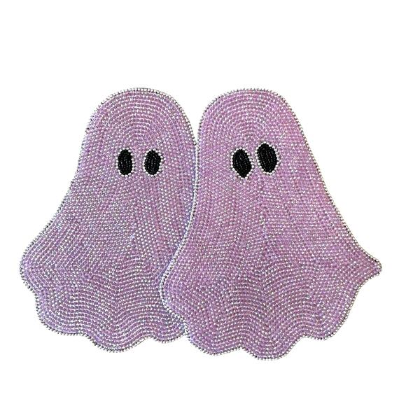 Rachel Zoe PINK GHOST Beaded Placemat 15in Halloween Glam Decor Set of 2 New - Picture 13 of 13